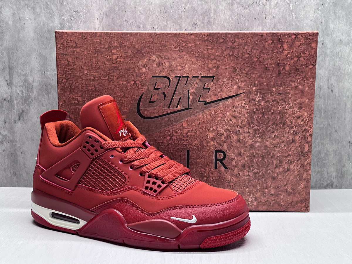 Mid Top Sneakers, Red Colorway, Lace Up Design, Casual Gift for Sneaker Fans