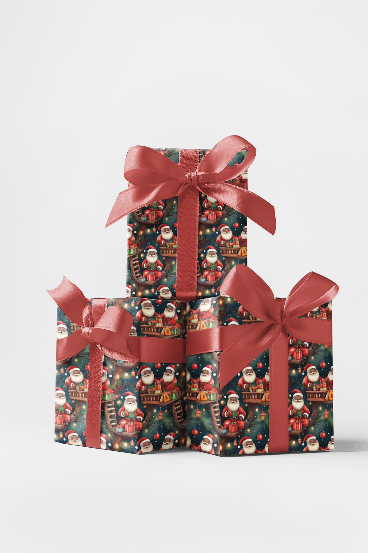 Christmas Fort Magic Gift Wrap, Treehouse Santa Wrapping Paper, Whimsical Holiday Wrapping Paper, Kids Xmas Present Gift Wrap