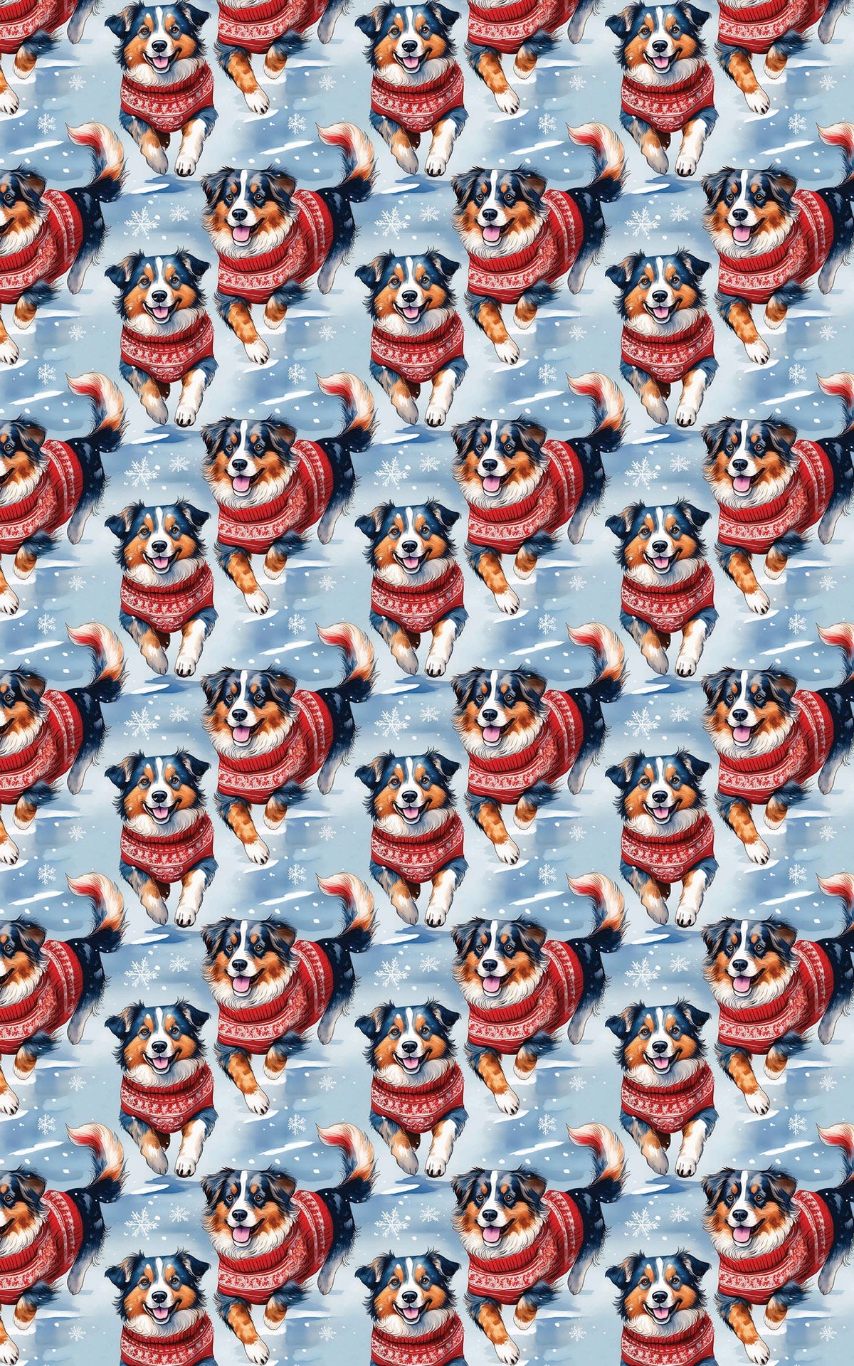 Holiday Dog Christmas Wrapping Paper, Australian Shepherd Wrapping Paper, Festive Puppy Present Gift Wrap, Dog Lover Holiday 