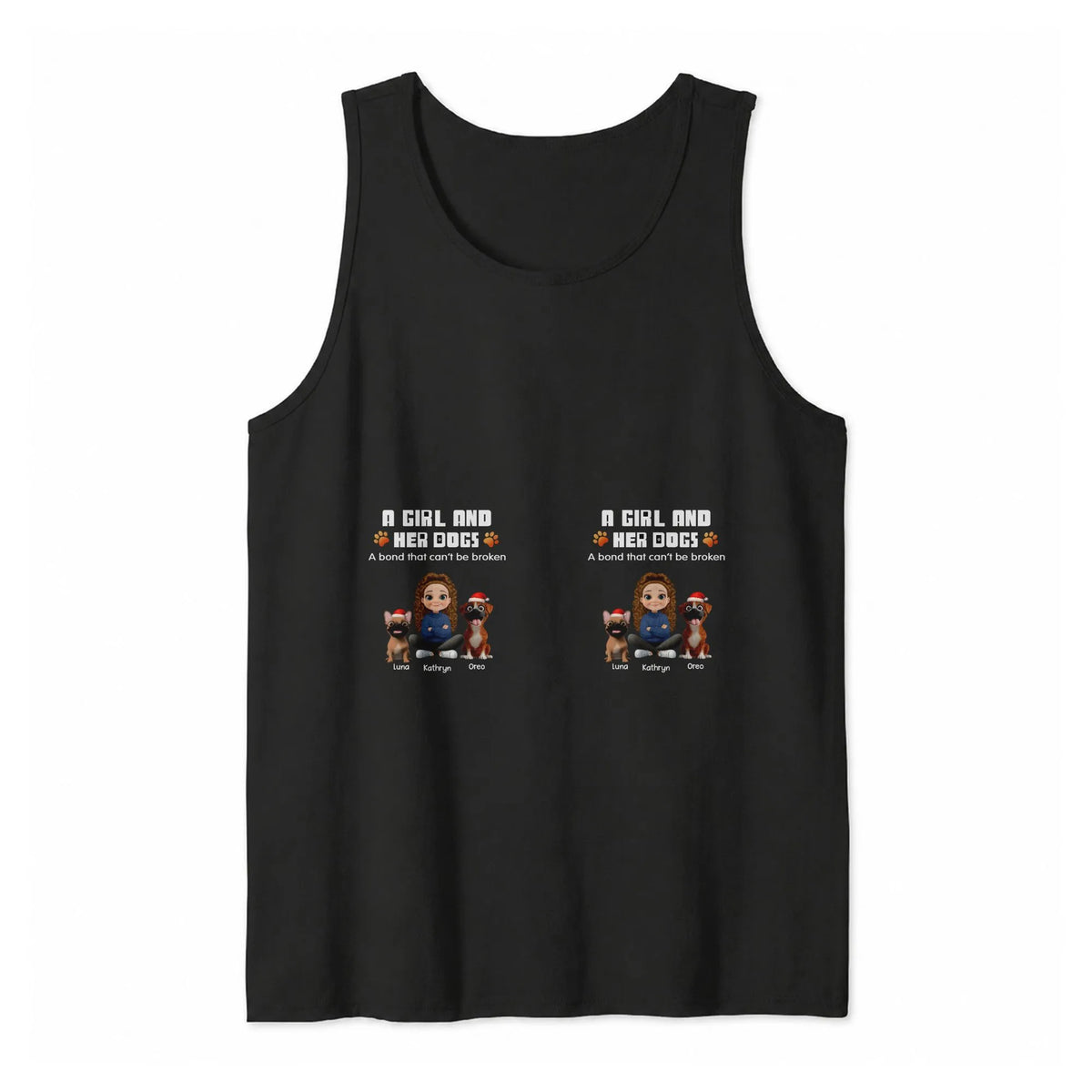 Holiday Dog Mom Sleeveless Shirt, A Girl and Her Dogs Christmas Tank Top, Adorable Pet Lover Xmas Tank Top, Winter Puppy Grap