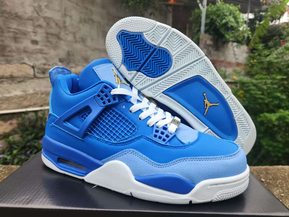 Mid Top Sneakers, Royal Blue Gold Colorway, Lace Up Design, Casual Gift for Sneaker Fans