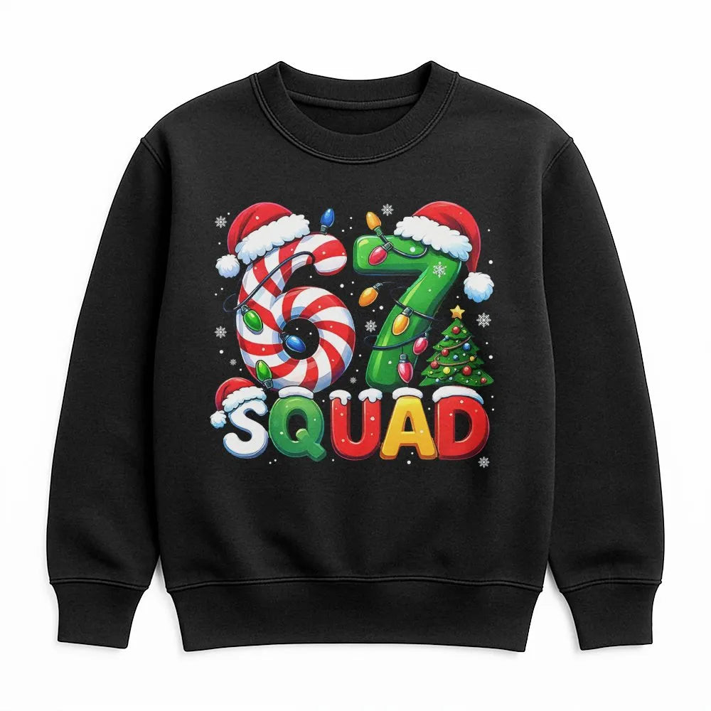 Candy Cane Number Holiday Crewneck, 67 Squad Christmas Sweatshirt, Matching Family Xmas Sweater, Festive Group Pullover Sweat