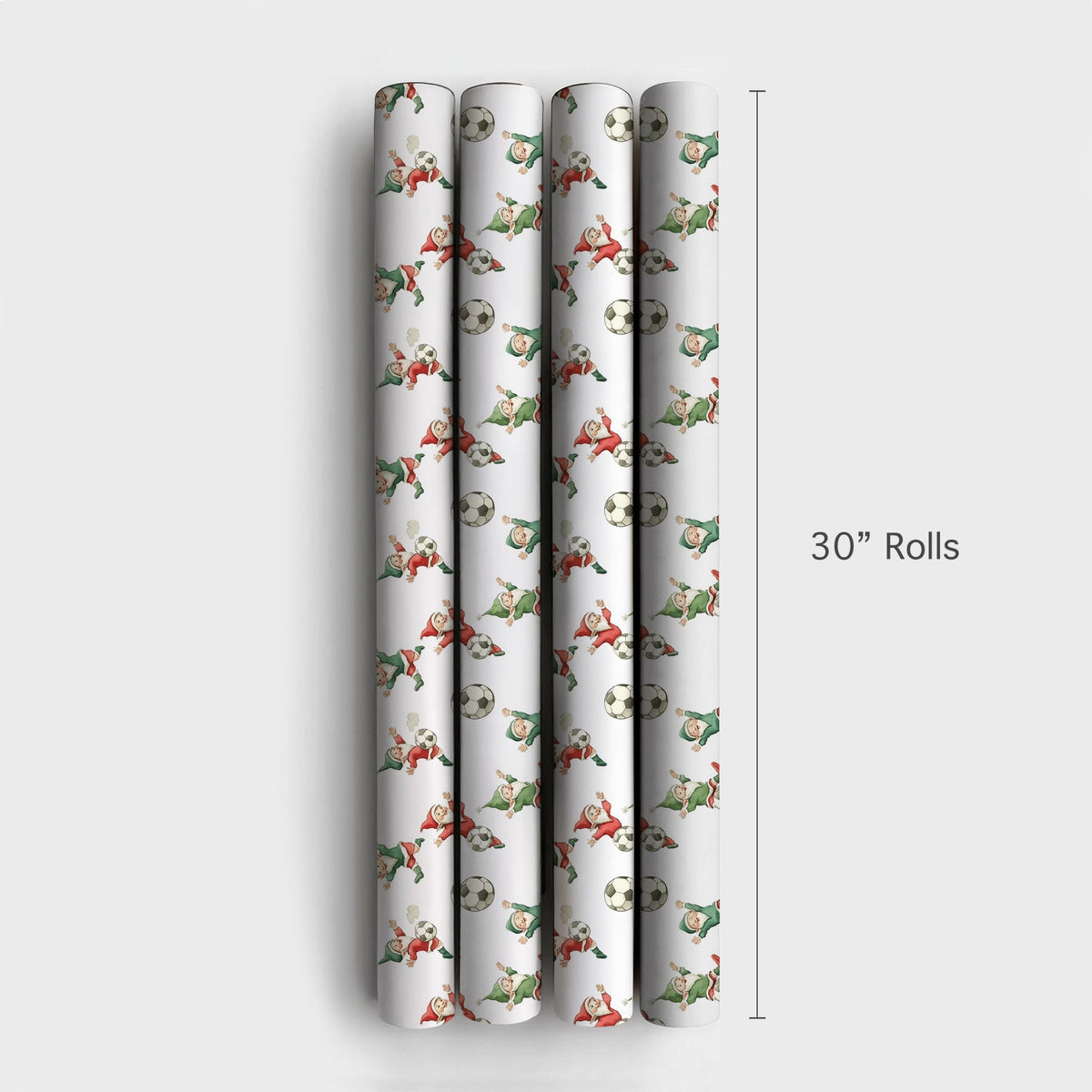 Holiday Sports Gift Wrap, Soccer Gnome Christmas Wrapping Paper, Xmas Gnome Wrapping Paper, Festive Soccer Gift Wrap, Holiday