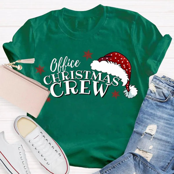Humorous Coworker Holiday Graphic Tee, Office Christmas Crew Santa Hats Shirt, Matching Office Party T-Shirt, Work Team Chris