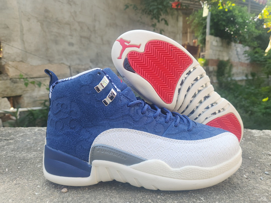 High Top Sneakers, Blue White Colorway, Lace Up Design, Casual Gift for Sneaker Fans