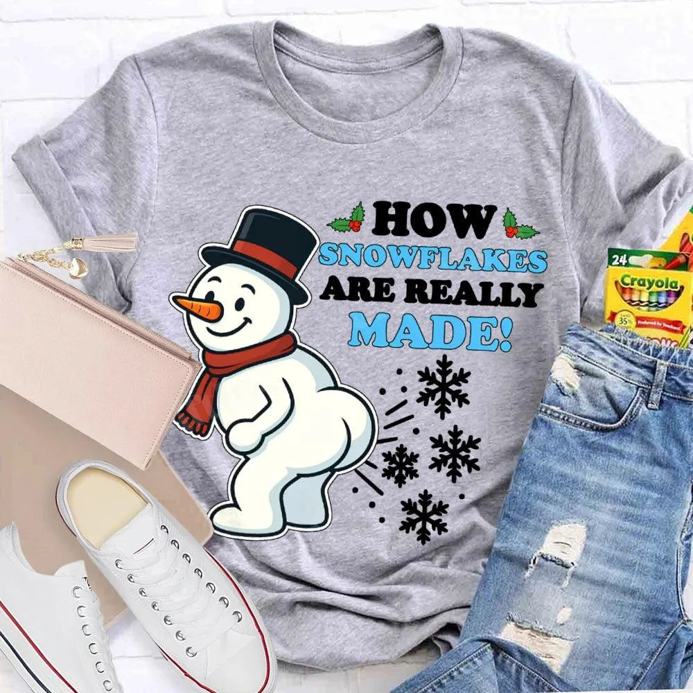 Festive Holiday Graphic Tee, Snowman Snowflake Christmas T-Shirt, Adorable Winter Snowman Shirt, Unisex Merry Christmas Tee, 