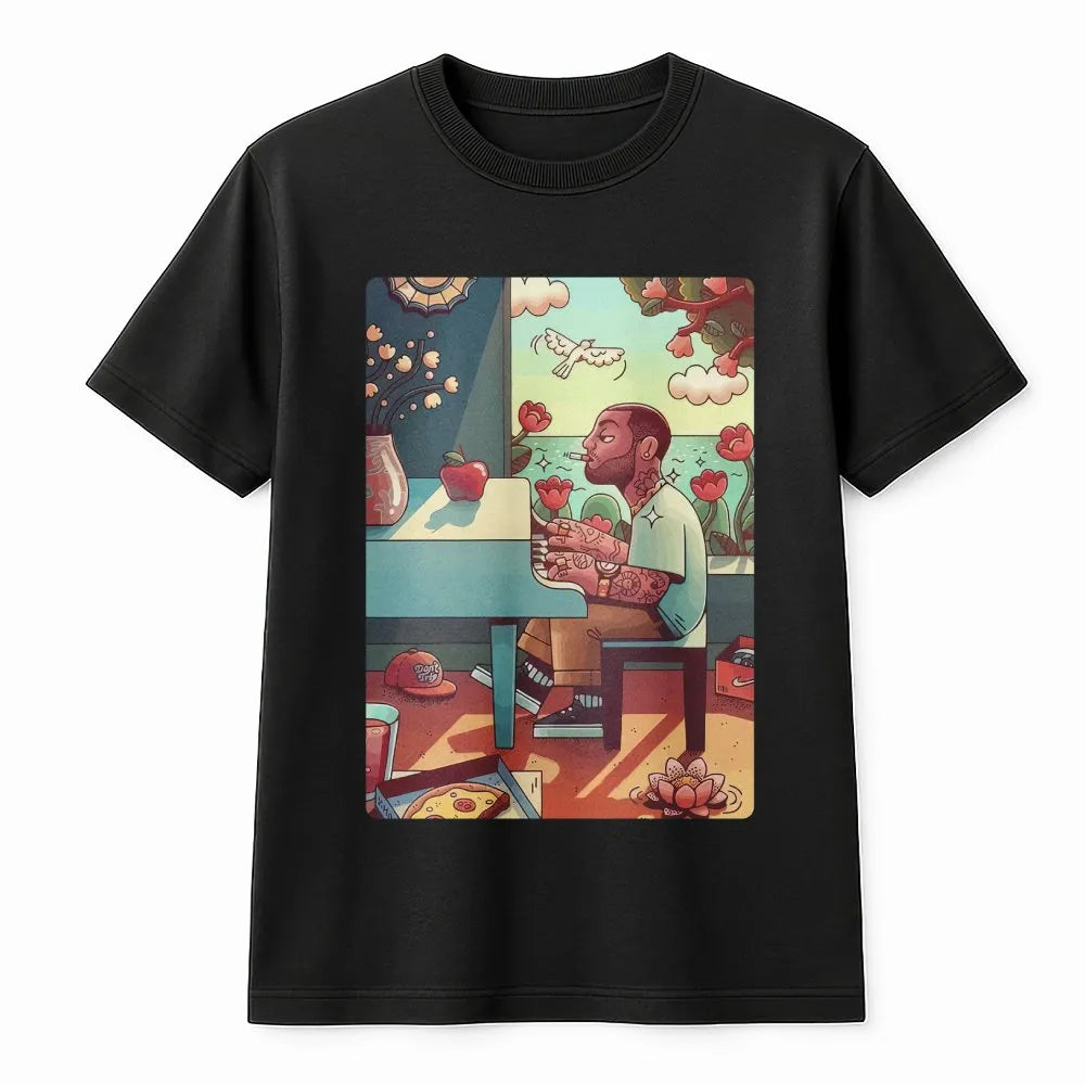 Rapper Piano T-Shirt | Dreamy Lo-Fi Aesthetic Graphic | Premium 100% Cotton | Music Lover Birthday Gift