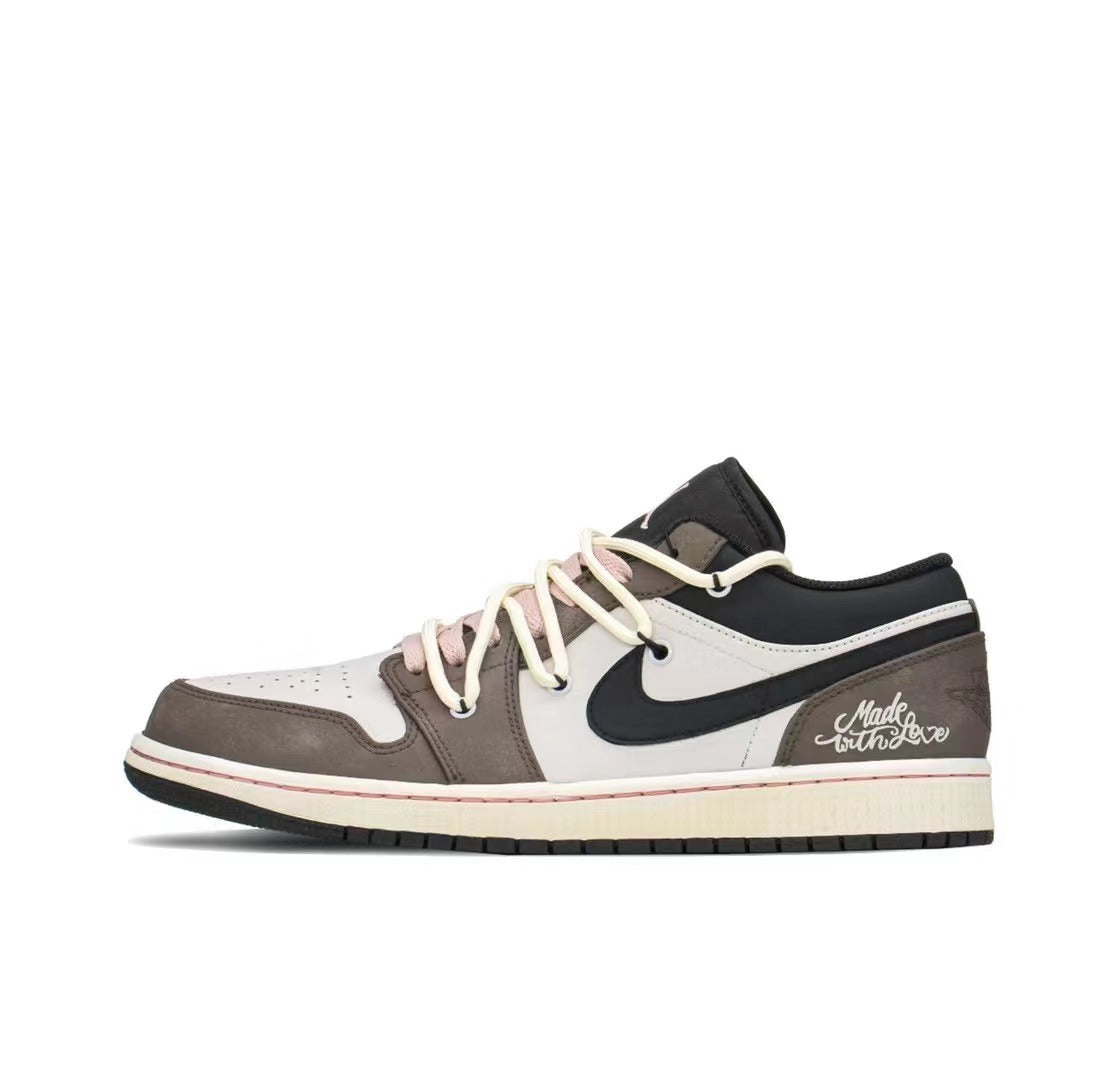 Low Top Sneakers, Brown Colorway, Valentine Design, Lace Up Design, Casual Gift for Sneaker Fans
