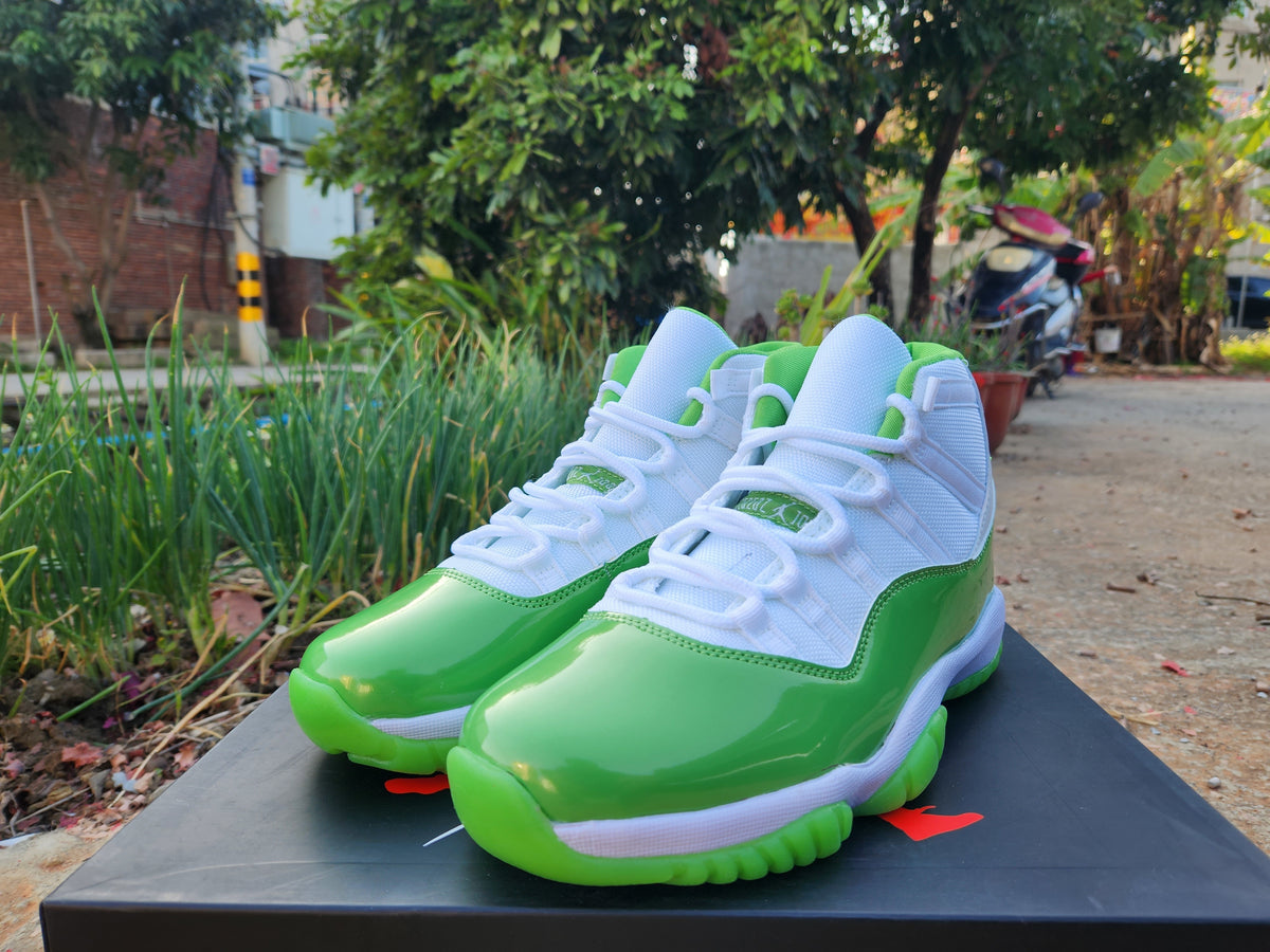 High Top Sneakers, White Green Colorway, Lace Up Design, Casual Gift for Sneaker Fans