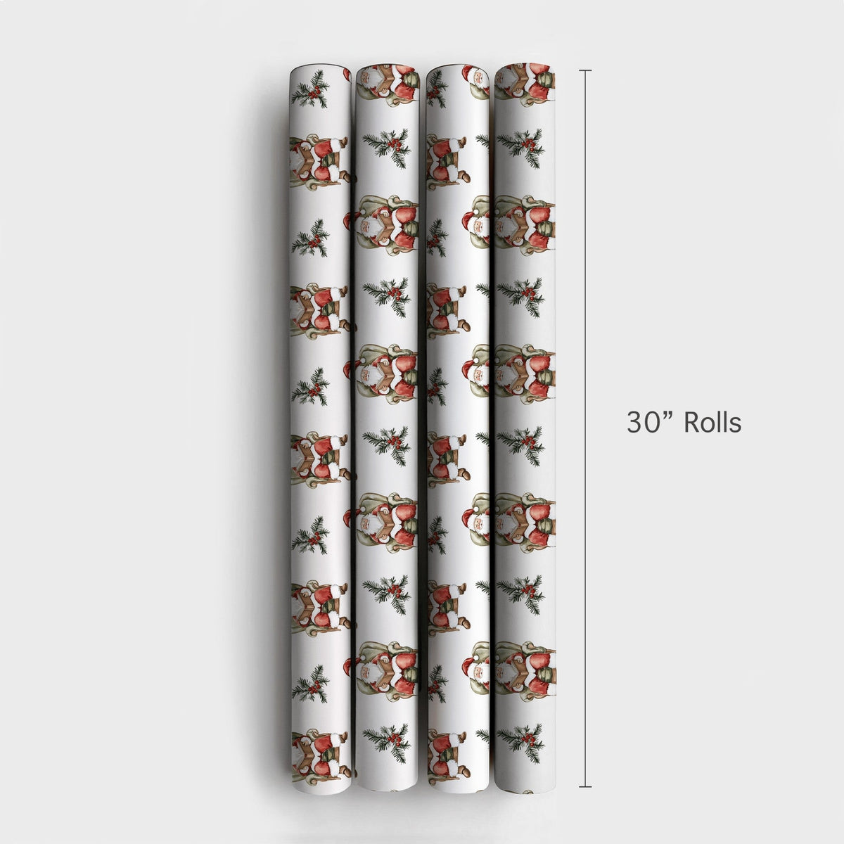 Comfy Bookish Christmas Gift Wrap, Reading Santa Claus Wrapping Paper, Watercolor Santa Present Wrap, Nostalgic Holiday Packa