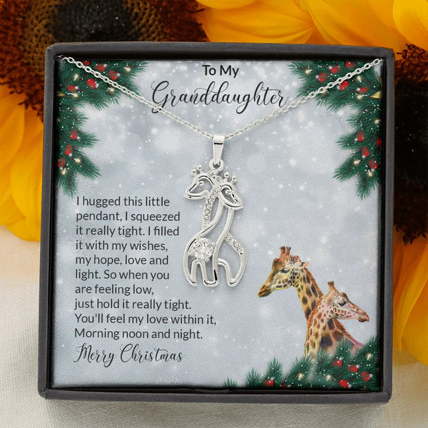 Graceful Love Giraffe Necklace, Giraffe Pendant Necklace for Granddaughter, Adorable Animal Jewelry Necklace, Christmas Prese