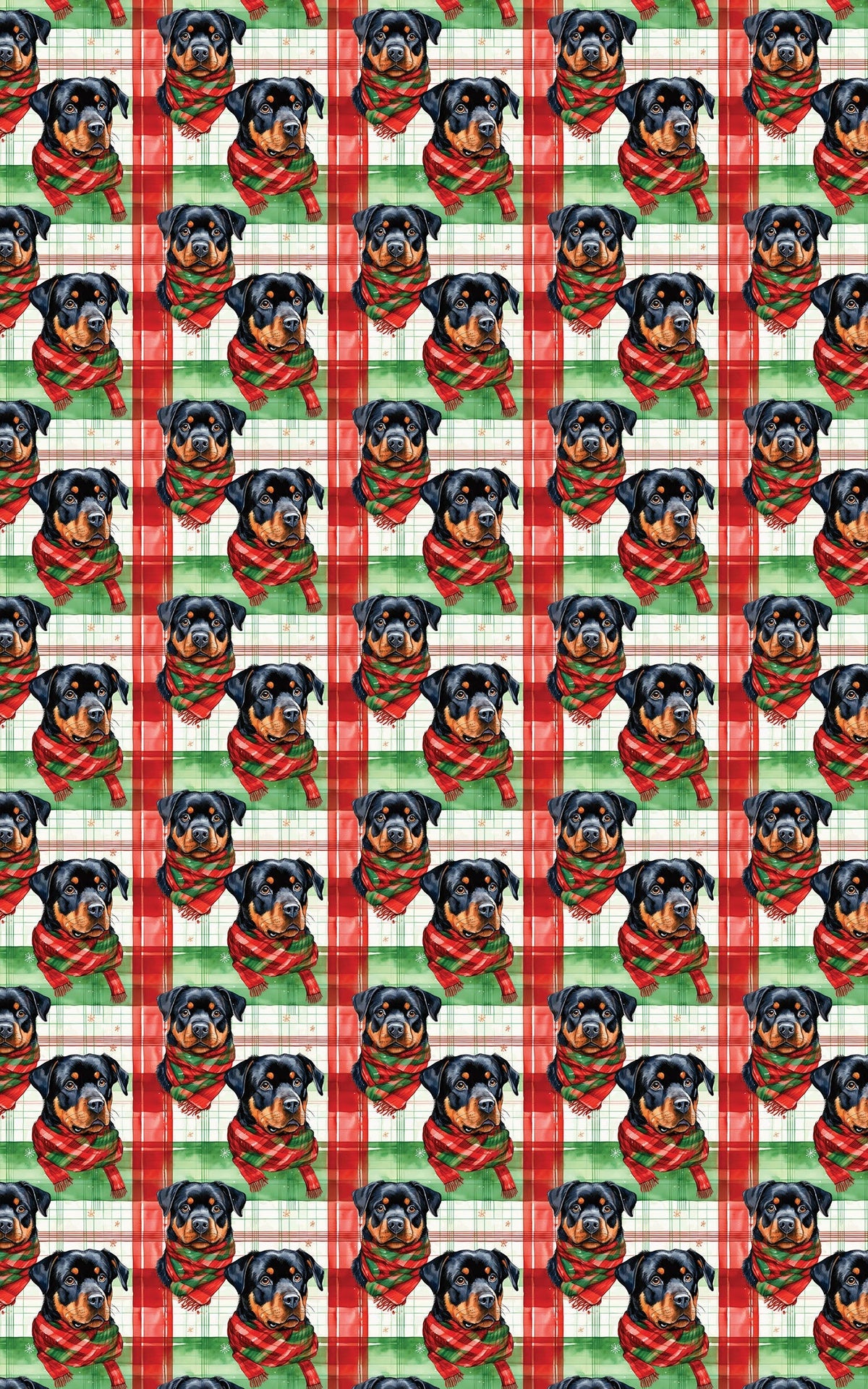 Plaid Holiday Dog Gift Wrap, Rottweiler Christmas Wrapping Paper, Festive Puppy Present Paper, Dog Lover Xmas Gift Wrapping P