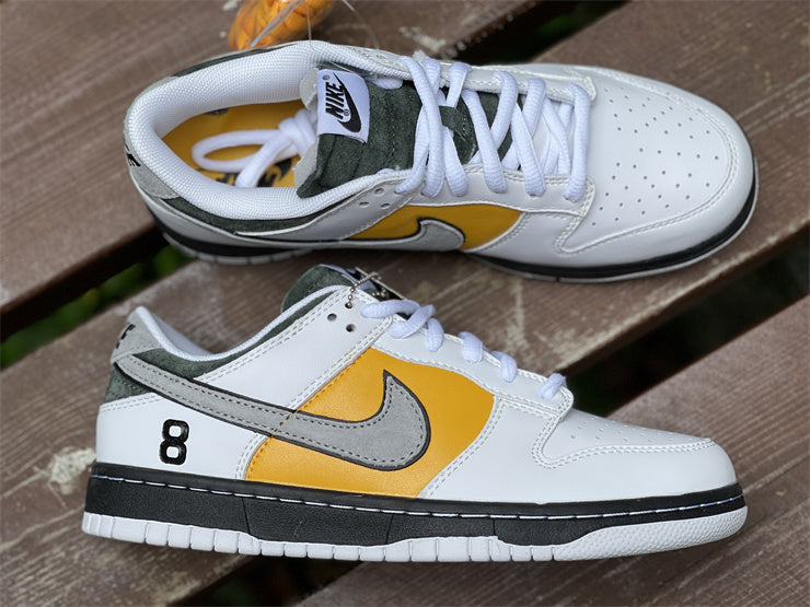 Low Top Sneakers, White Yellow Gray Colorway, Lace Up Design, Casual Gift for Sneaker Fans