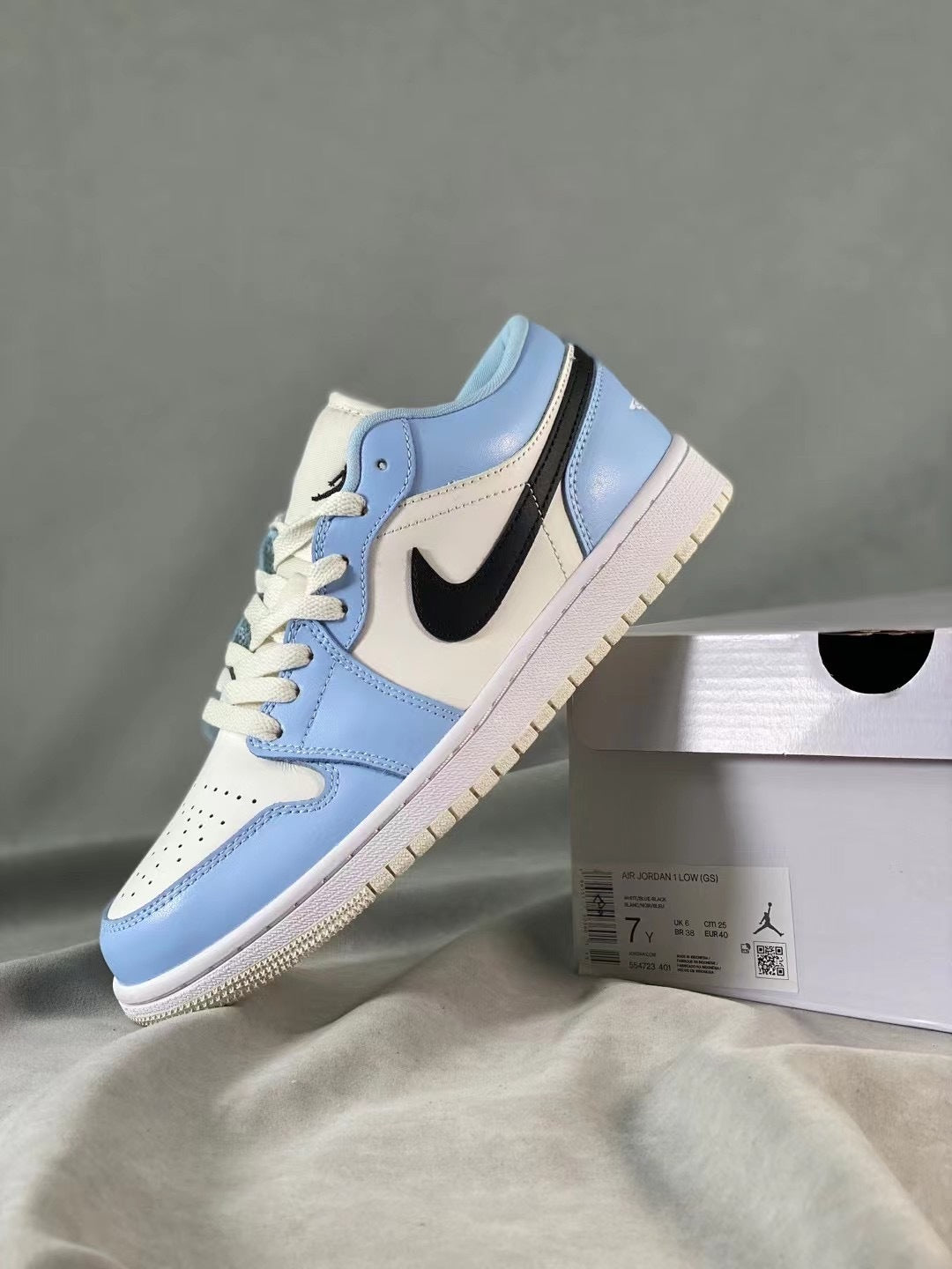 Low Top Sneakers, Blue White Colorway, Lace Up Design, Casual Gift for Sneaker Fans