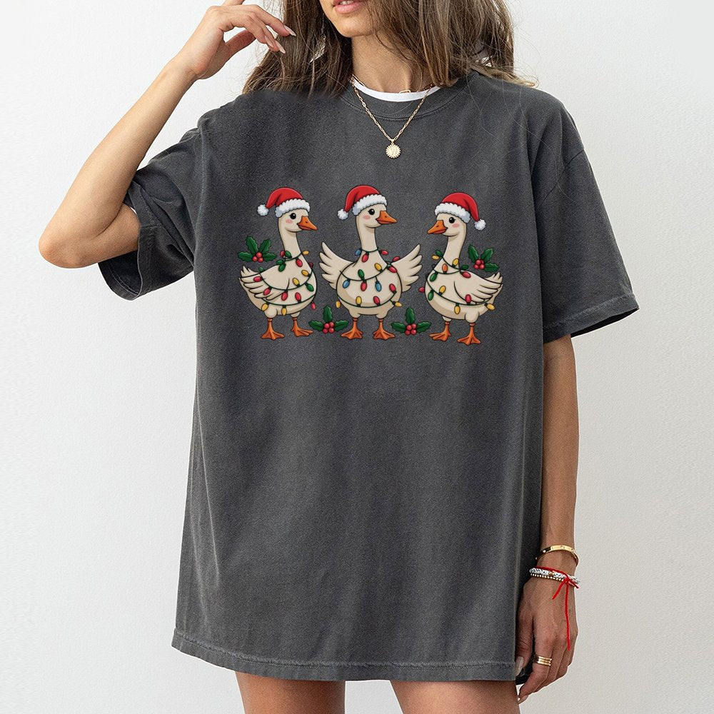 Humorous Silly Goose Holiday Shirt, Christmas Goose T-Shirt, Adorable Animal Xmas Graphic Tee, Festive Matching Family T-Shir