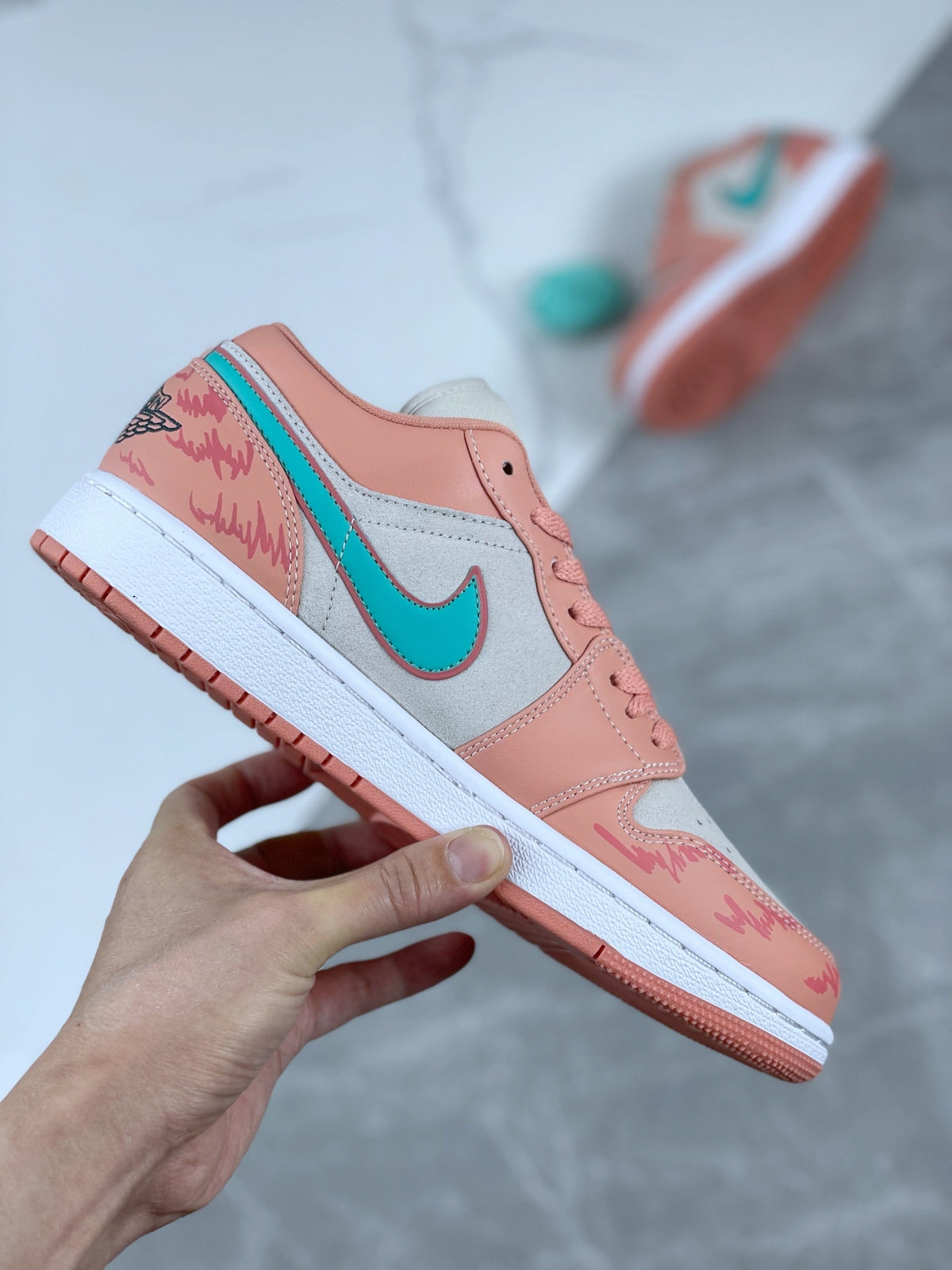Low Top Sneakers, Green Pink Colorway, Lace Up Design, Casual Gift for Sneaker Fans