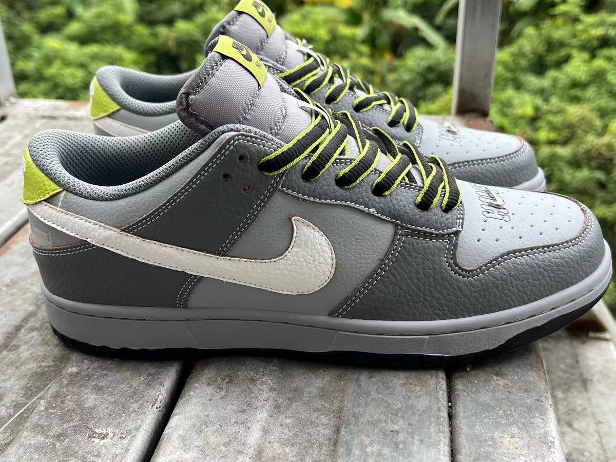 Low Top Sneakers, Gray Yellow Colorway, Lace Up Design, Casual Gift for Sneaker Fans