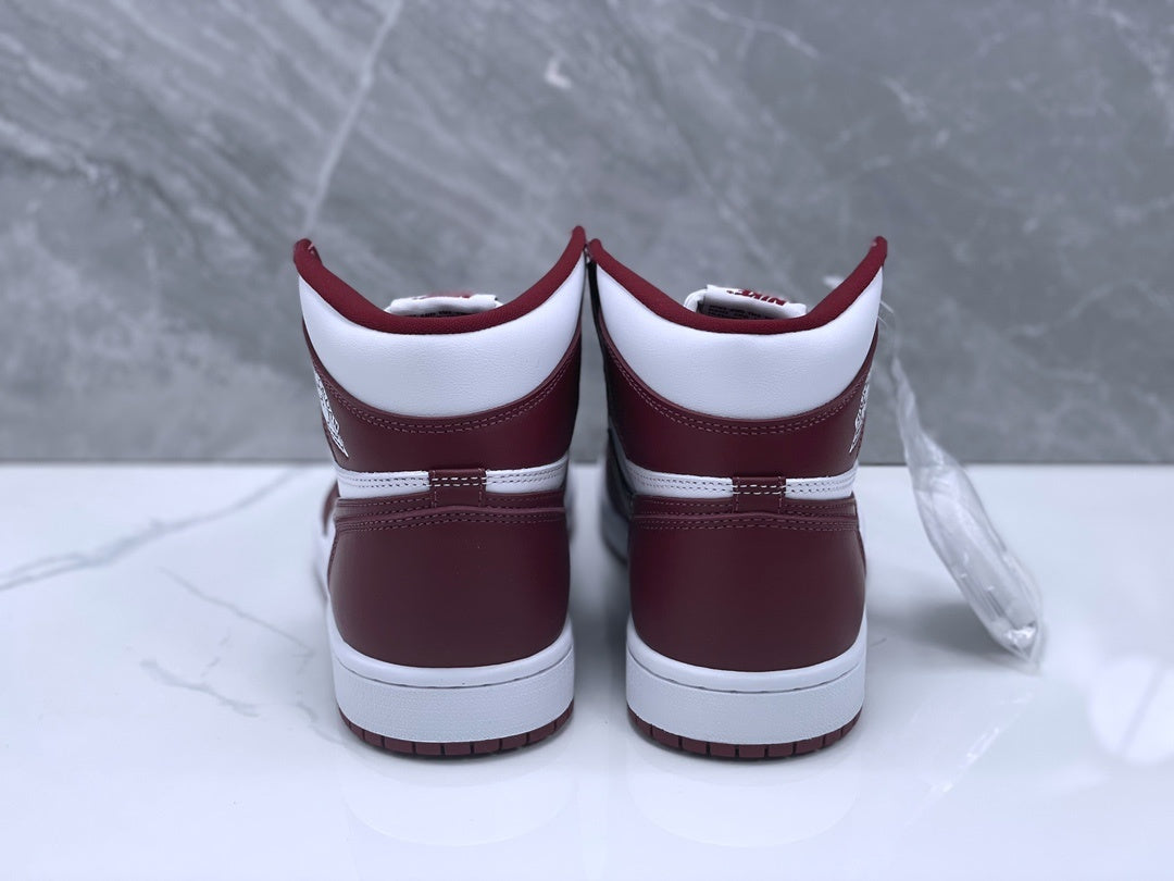 Basketball Shoes, White Burgundy Colorway, Retro, High Top, Lace Up Design, Casual Gift for Shoe Lovers