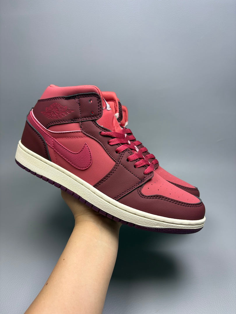High Top Sneakers, Red Colorway, Lace Up Design, Casual Gift for Sneaker Fans