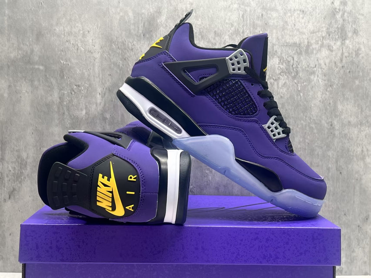 Mid Top Sneakers, Purple Gold Colorway, Lace Up Design, Casual Gift for Sneaker Fans