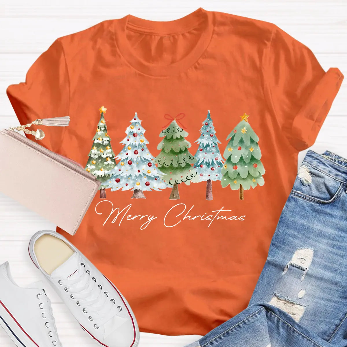 Festive Christmas Tree Shirt, Merry Christmas Tree T-Shirt, Retro Holiday Graphic Tee, Winter Xmas Pullover Tee, Christmas Pr