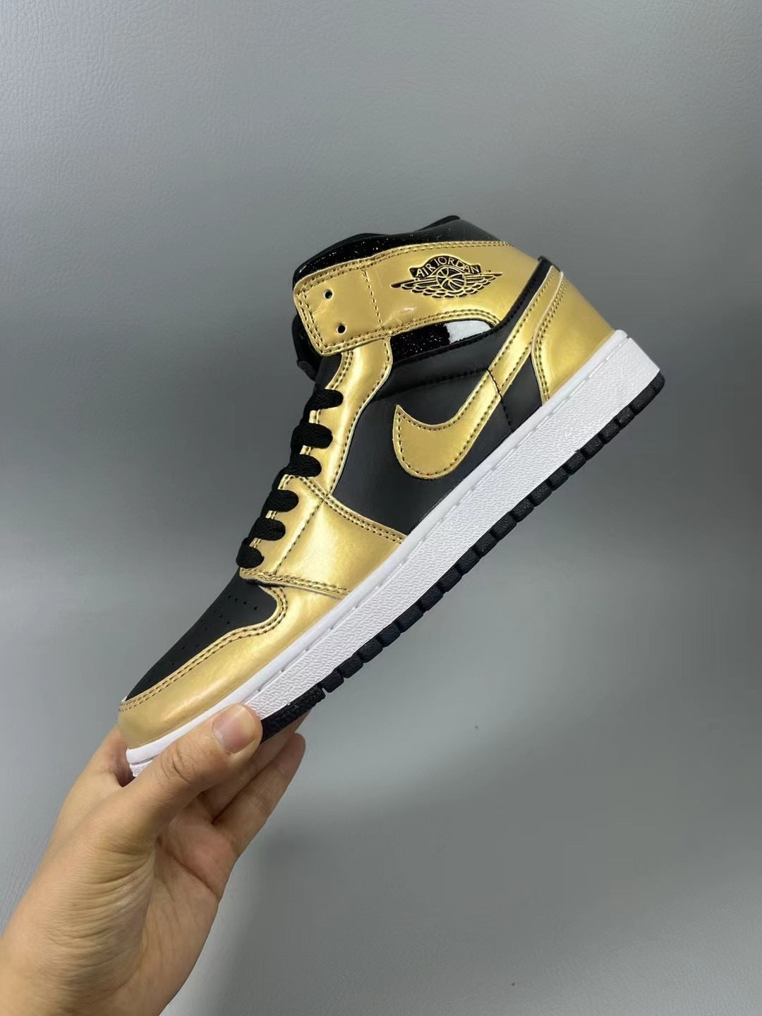 High Top Sneakers, Gold Colorway, Lace Up Design, Casual Gift for Sneaker Fans