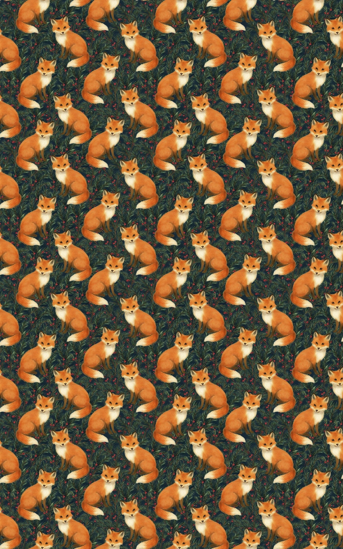 Rustic Pine Forest Gift Wrap, Woodland Fox Wrapping Paper, Winter Fox Christmas Paper, Nature Lover Animal Wrapping Paper, Ho