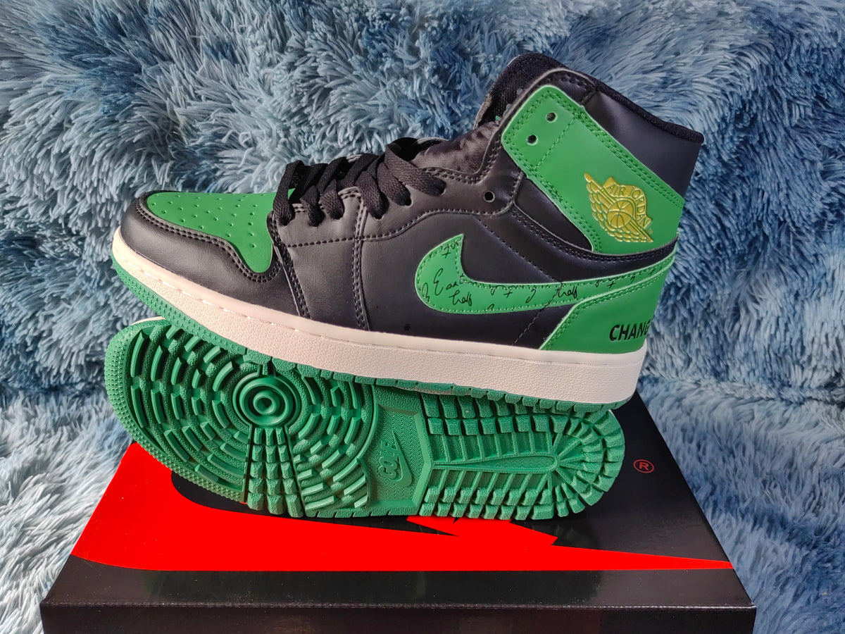 Golf Shoes, Black Green Colorway, Lace Up Design, Casual Gift for Shoe Lovers