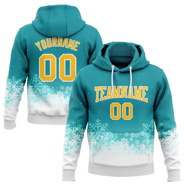 3D Snowflake Holiday Pullover Hoodie, Custom Snowflake Christmas Hoodie, Personalized Sports Sweatshirt, Stitched Name and Nu