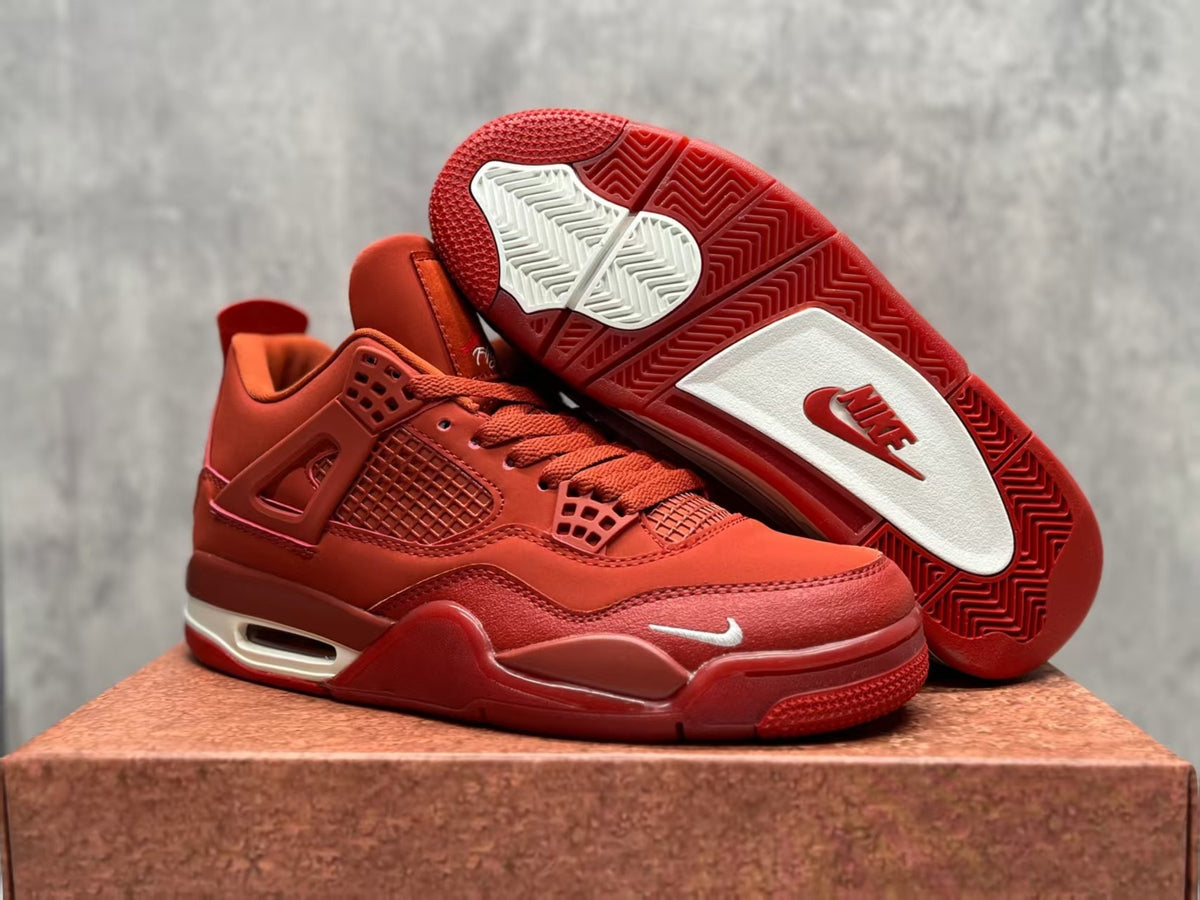 Mid Top Sneakers, Red Colorway, Lace Up Design, Casual Gift for Sneaker Fans