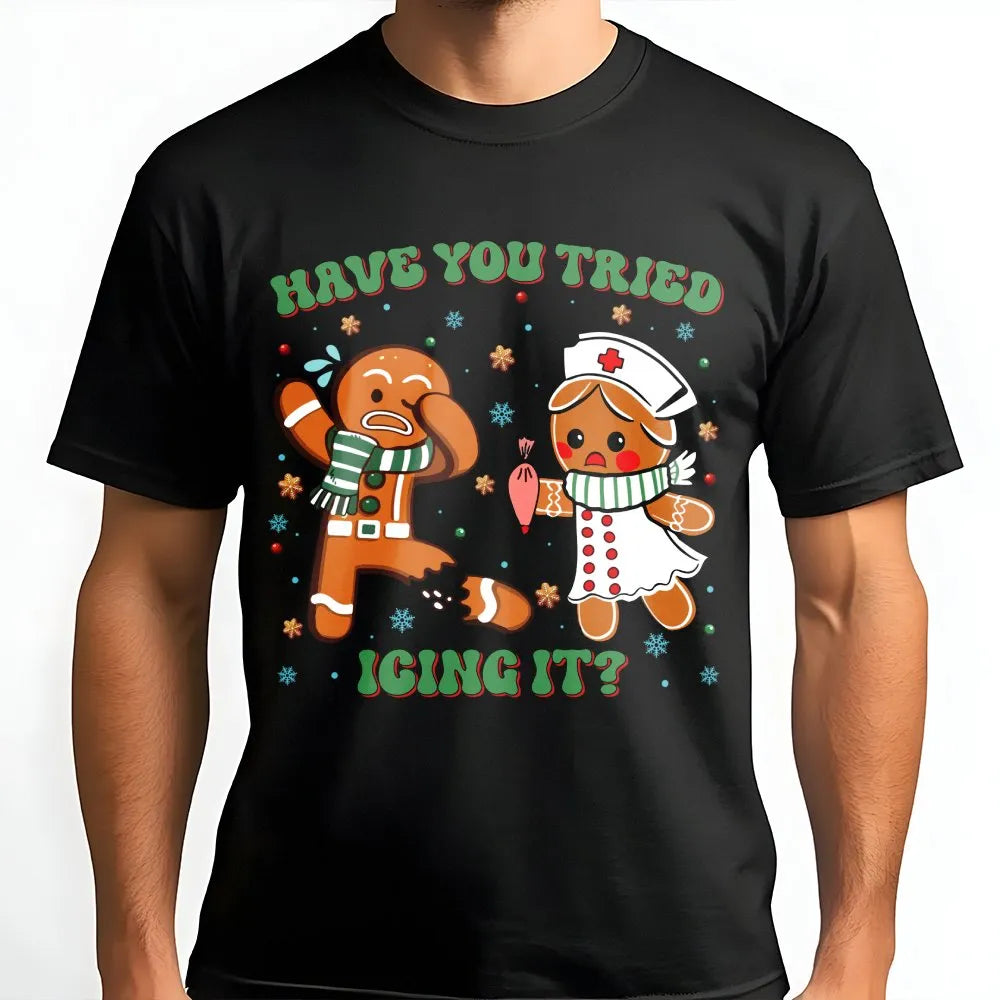 Humorous Medical Holiday Shirt, Gingerbread Icing It Nurse Christmas T-Shirt, Adorable RN Xmas Tee, Healthcare Worker Graphic