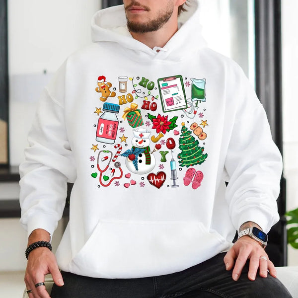 Medical Snowman Hoodie, Nurse Christmas Hoodie, Festive RN Winter Hoodie, Adorable Nursing Student Holiday Sweatshirt, Nurse 