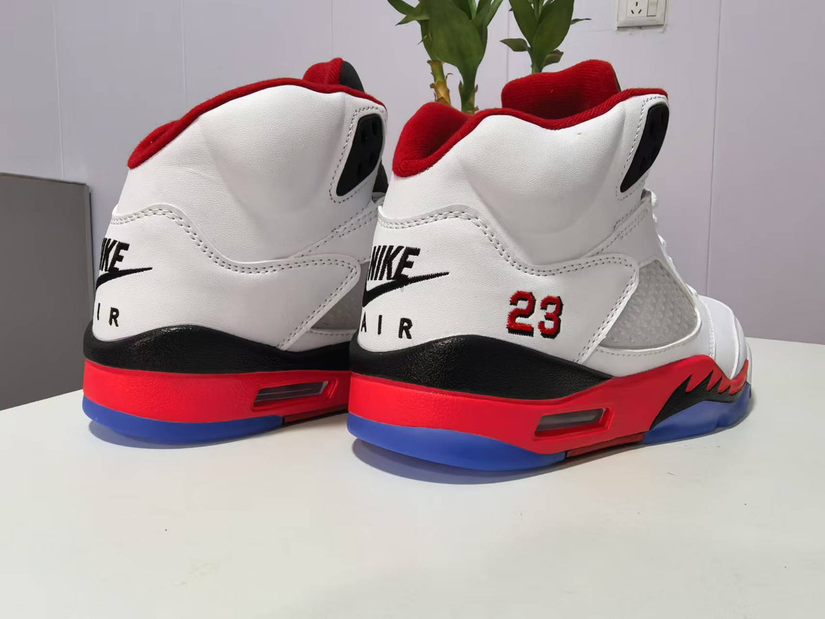 High Top Sneakers, White Red Colorway, Lace Up Design, Casual Gift for Sneaker Fans