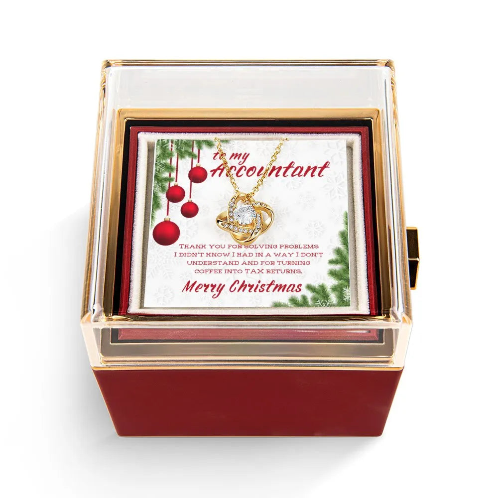 CZ Pendant Necklace, Accountant Love Knot Necklace, Rose Box Necklace, Heartfelt Accountant Appreciation Jewelry, Christmas P