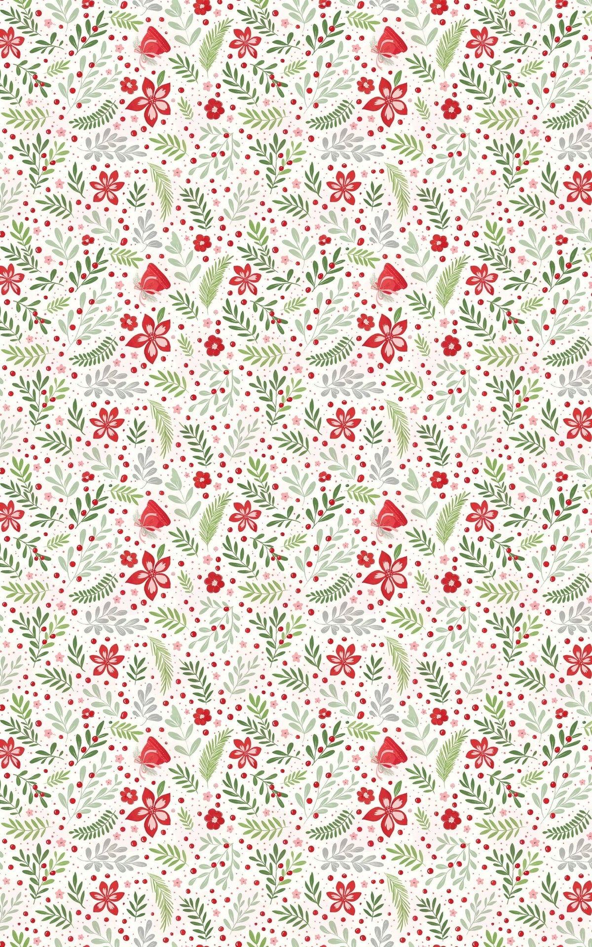 Botanical Christmas Gift Wrap, Winter Blossom Wrapping Paper, Festive Floral Holiday Wrapping Paper, Crimson Berry Winter Gif