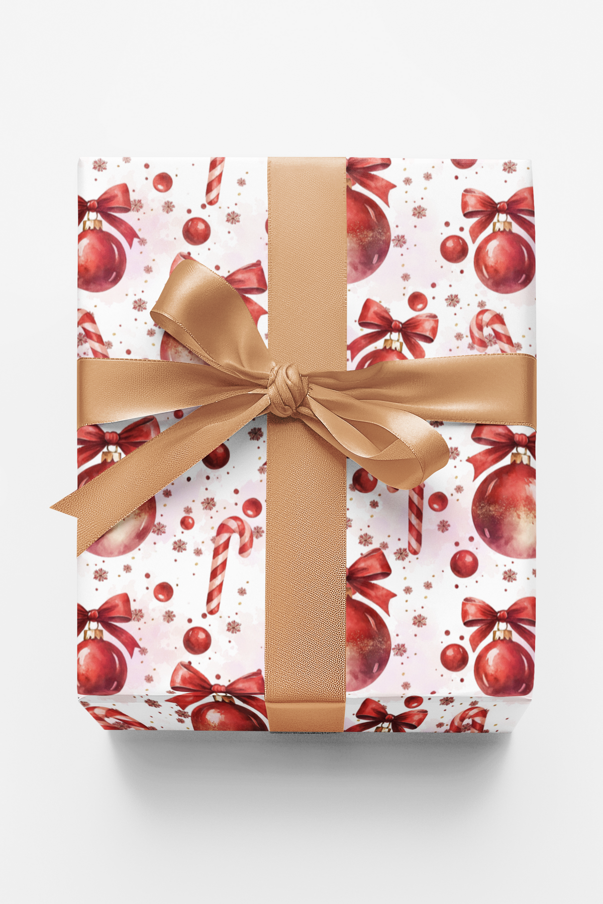 Red and Gold Candy Gift Wrap, Merry Confection Christmas Wrapping Paper, Holiday Sweets Ornament Present Wrap, Festive Gift W