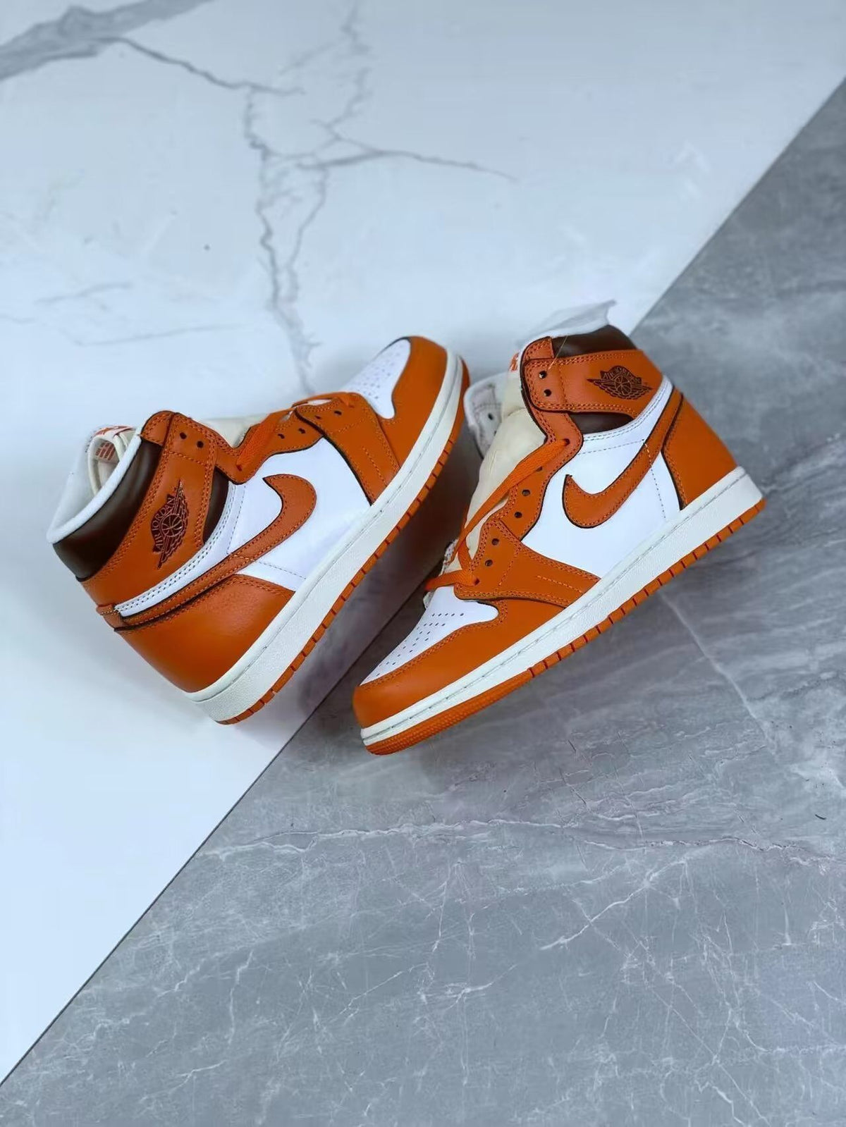 High Top Sneakers, Orange Colorway, Lace Up Design, Casual Gift for Sneaker Fans