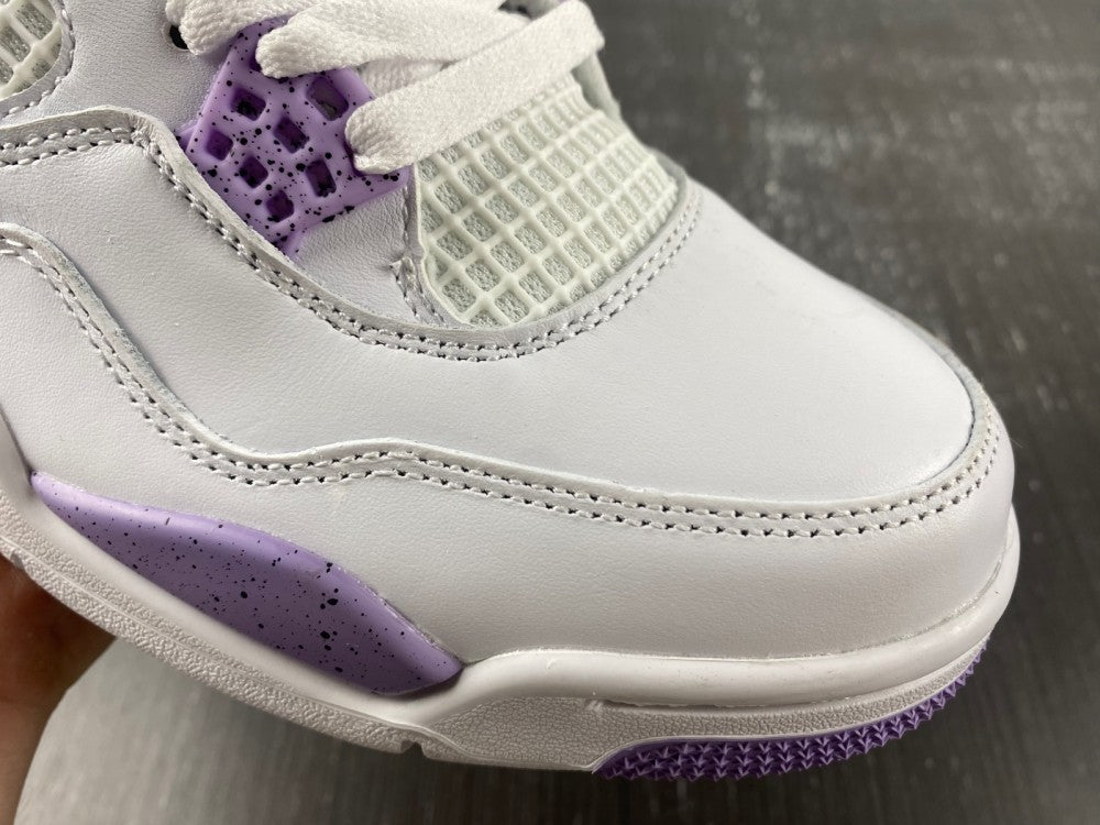 Sneakers, White Purple Colorway, Leather Footwear, Lace Up Design, Casual Gift for Sneaker Fans