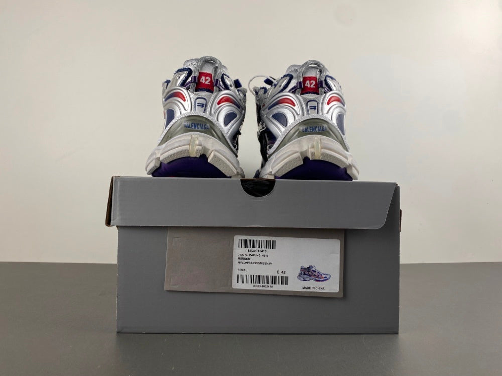 Low Top Sneakers, Blue Red Silver Colorway, Lace Up Design, Casual Gift for Sneaker Fans