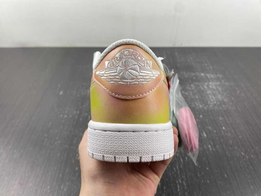 Low Top Sneakers, White Yellow Pink Colorway, Lace Up Design, Casual Gift for Sneaker Fans
