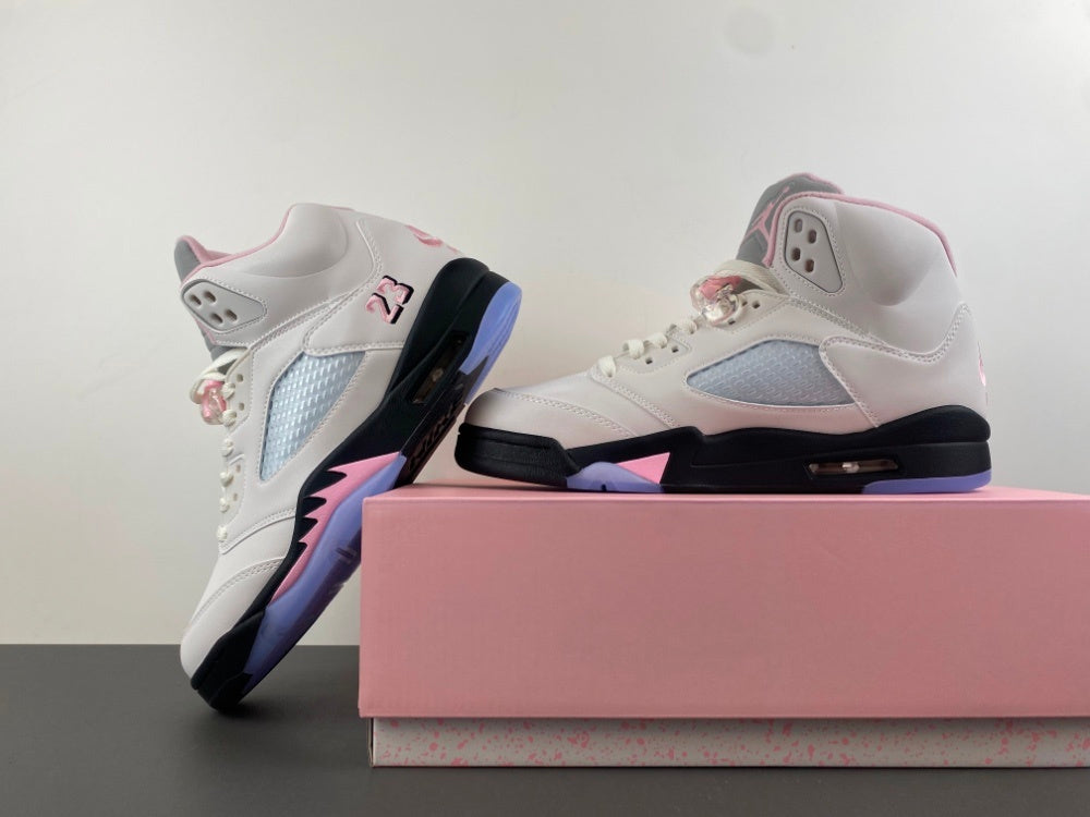 Low Top Sneakers, White Black Pink Colorway, Leather Footwear, Lace Up Design, Casual Gift for Sneaker Fans