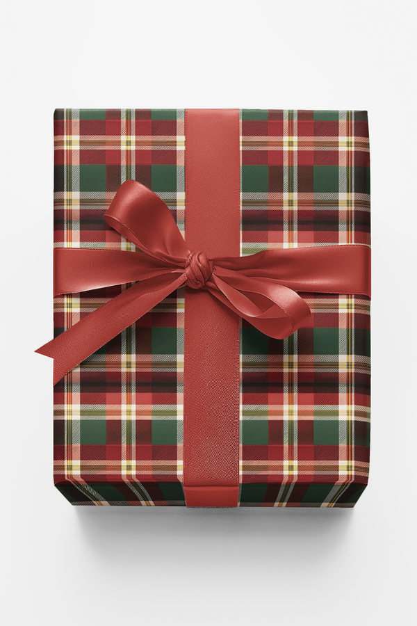 Tartan Holiday Gift Wrap, Red and Green Christmas Plaid Wrapping Paper, Festive Plaid Paper, Christmas Gift Wrapping Paper Ro