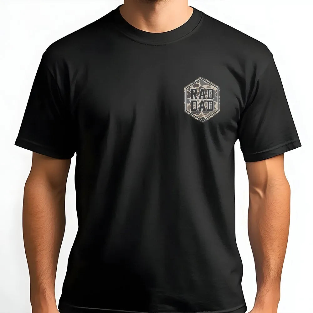 Rad Dad Graphic T-Shirt | Camouflage Hexagon Print | Soft 100% Cotton | Perfect Father's Day Gift for Dads
