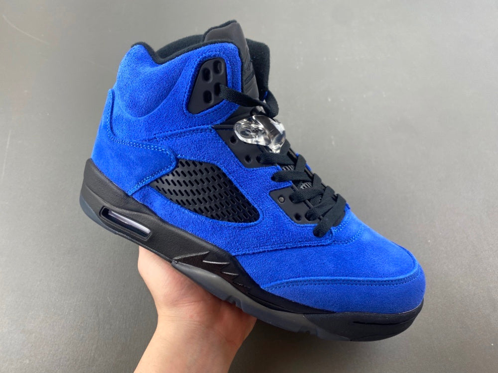 Retro Low Top Sneakers, Blue Black Colorway, Suede Footwear, Lace Up Design, Casual Gift for Sneaker Fans