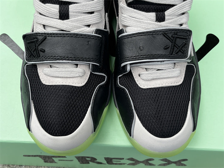 Mid Top Sneakers, Black Green Colorway, Glow in the Dark Detail, Lace Up Design, Casual Gift for Sneaker Fans
