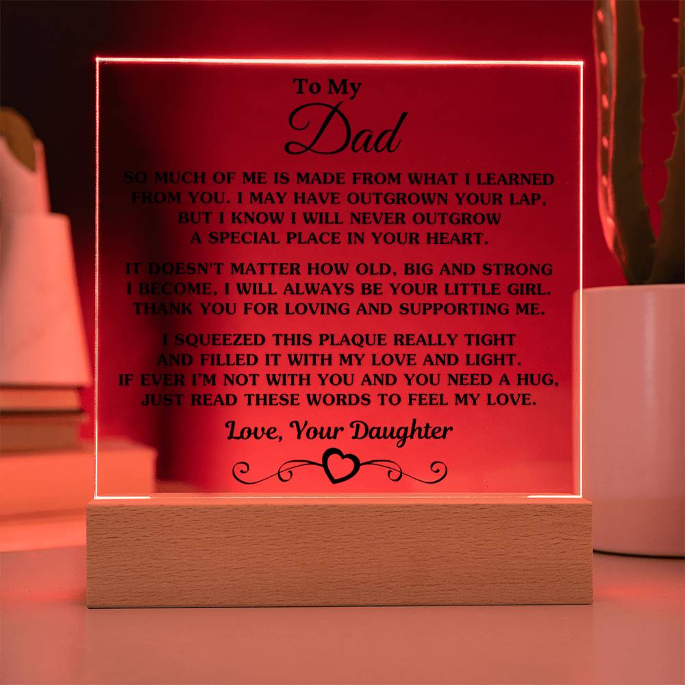 Sentimental Poem Plaque, Daughter to Dad Acrylic Plaque, LED Night Light Plaque, Fathers Day Desk Sign, Birthday Christmas Pr