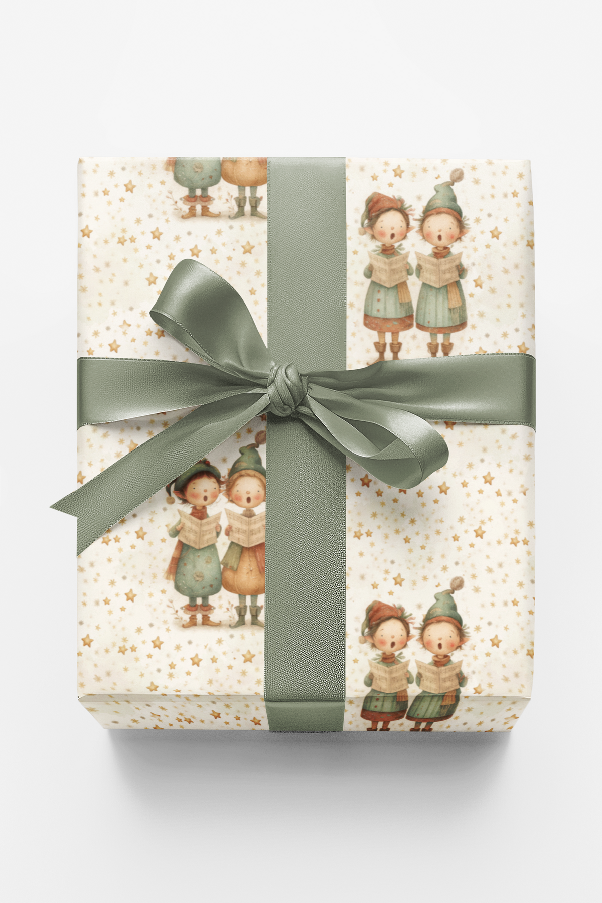 Vintage Christmas Caroler Gift Wrap, Starry Song Carolers Wrapping Paper, Starlit Winter Holiday Gift Wrapping Paper, Nostalg