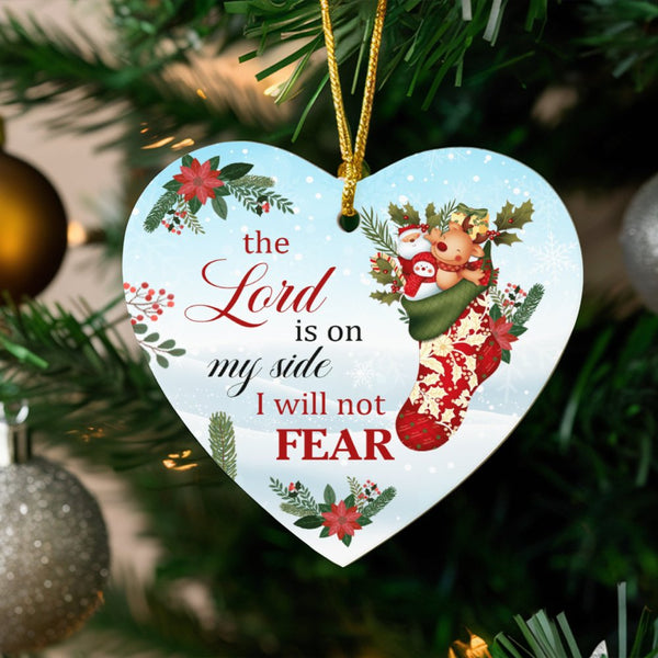 Christian Bible Verse Ceramic Keepsake, The Lord Is on My Side Heart Ornament, Religious Christmas Ornament, Faith Tree Ornam