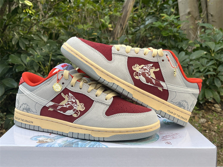 Low Top Sneakers, Beige Burgundy Colorway, Lace Up Design, Casual Gift for Sneaker Fans