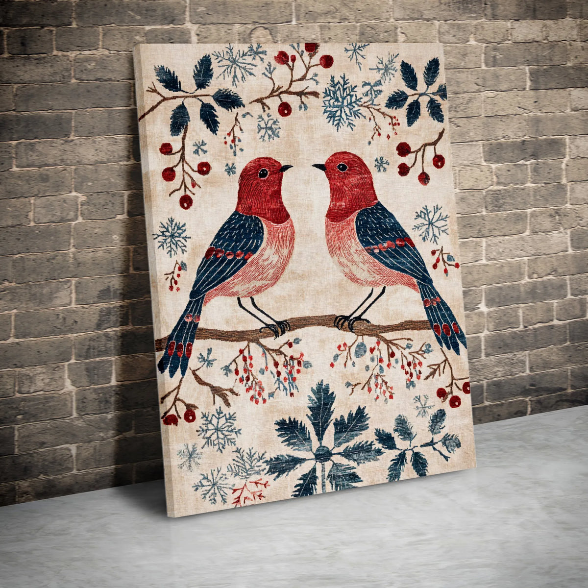 Rustic Red Bird Poster, Winter Cardinal Canvas Wall Art, Christmas Bird Canvas Art, Farmhouse Bird Wall Art, Nature Printable